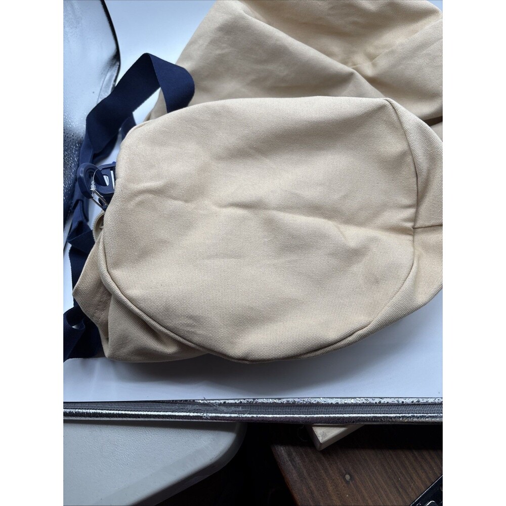 Champion 24" Canvas Duffel Bag Tan Blue Shoulder Strap Sports Gym Travel Men NWT - Picture 6 of 12
